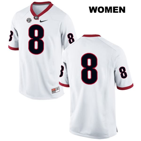 Georgia Bulldogs Women's Riley Ridley #8 NCAA No Name Authentic White Nike Stitched College Football Jersey ULF2856KJ